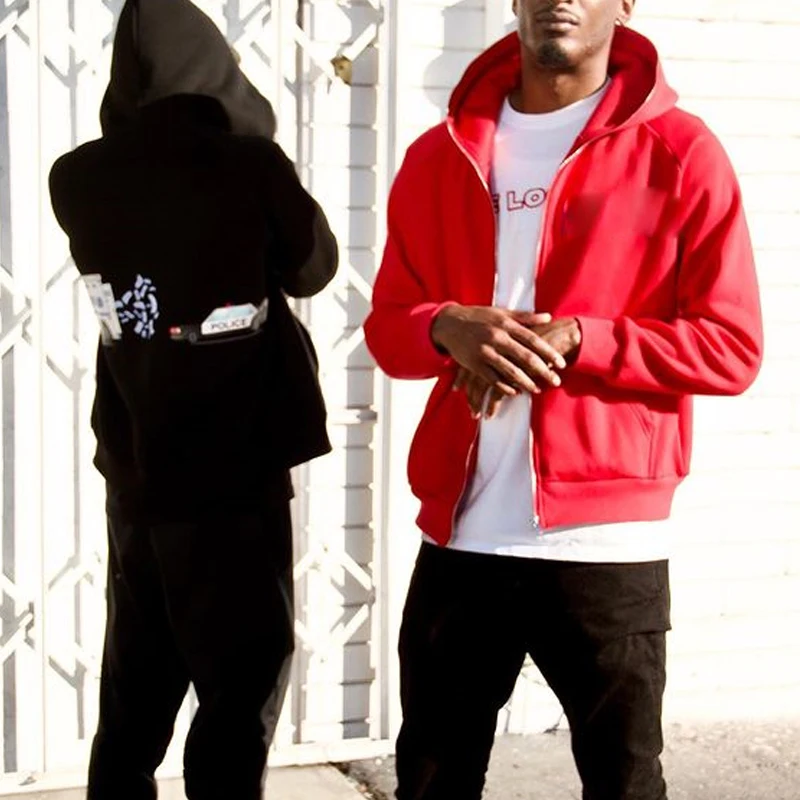 Custom Hoodie Embroidery Zipped Face Anime Blank Wholesale Streetwear Black Full Zip Hoodie