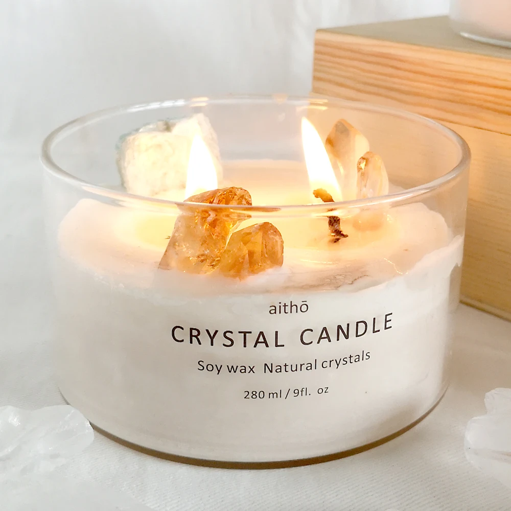 
crystal candle luxury scented candle soy wax glass jar healing candles gift box 