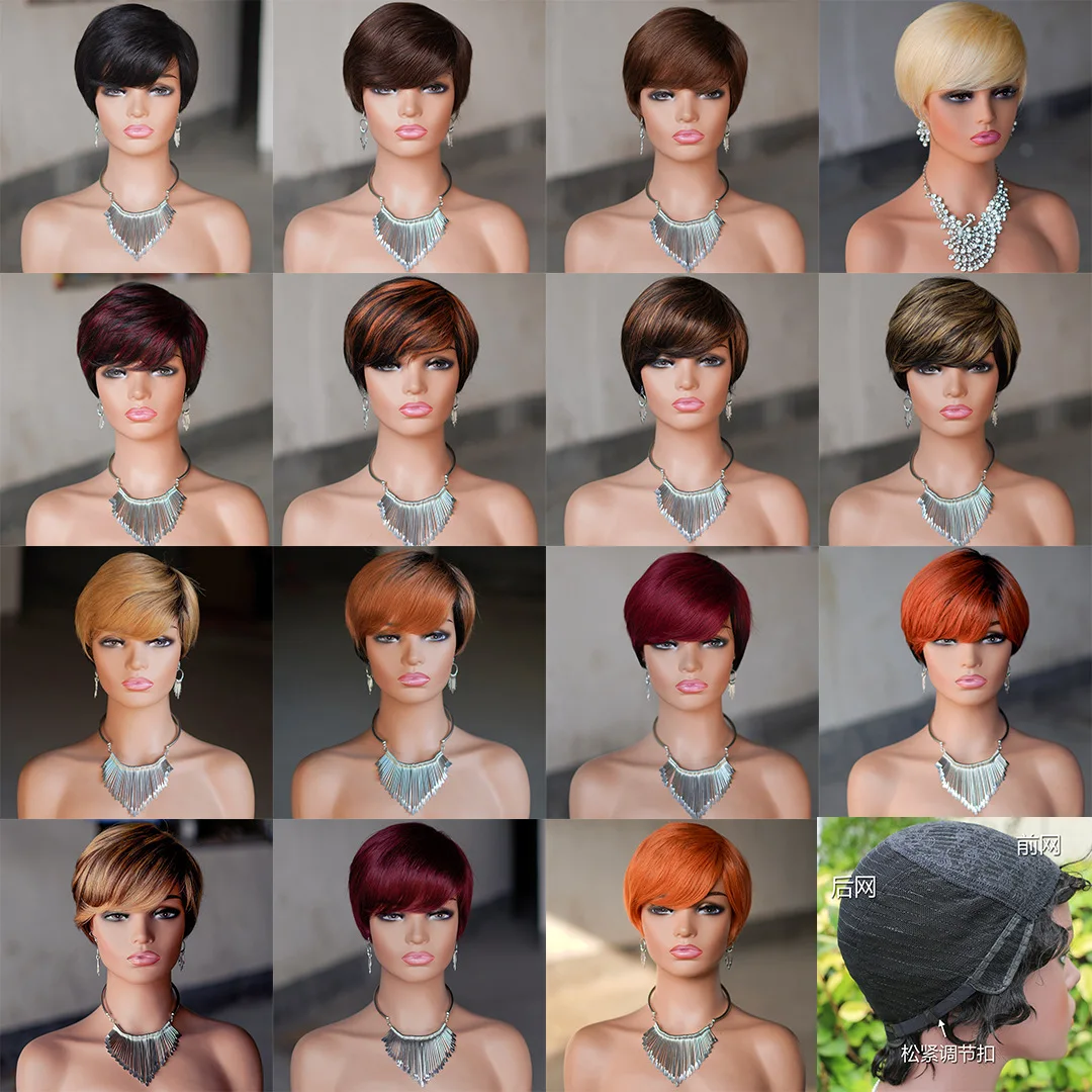 Wholesale new design for summer short pixie curl remy human hair wig pixie cut hd lace front wigs for black women