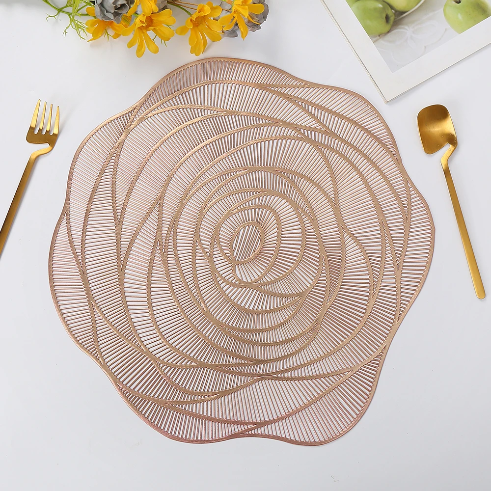 Taizhou modern high quality gold  thick silver vinyl dinning table mat placemats