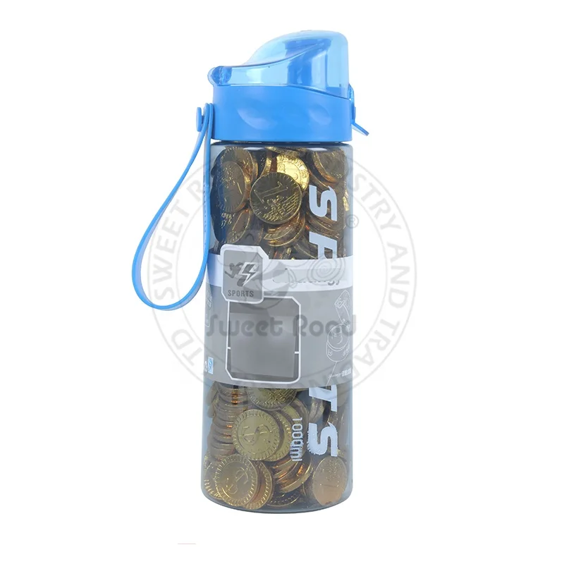 Golden Coin Chocolate in Sports Water Bottle