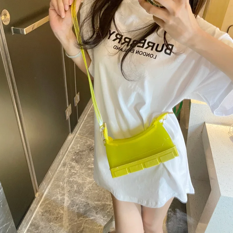 
Personality Colorful Unique Boots Clear Transparent Purse 2021 Summer New Neon Clear Jelly Purse Handbag 
