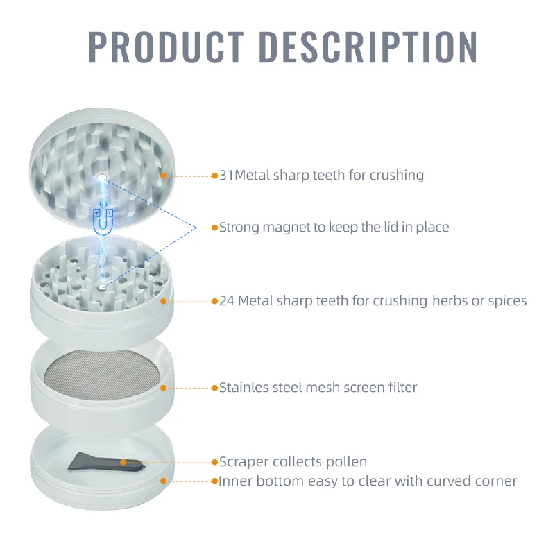 Lady rainbow laser grinder tobacco pink white crusher customize print smoke accessories