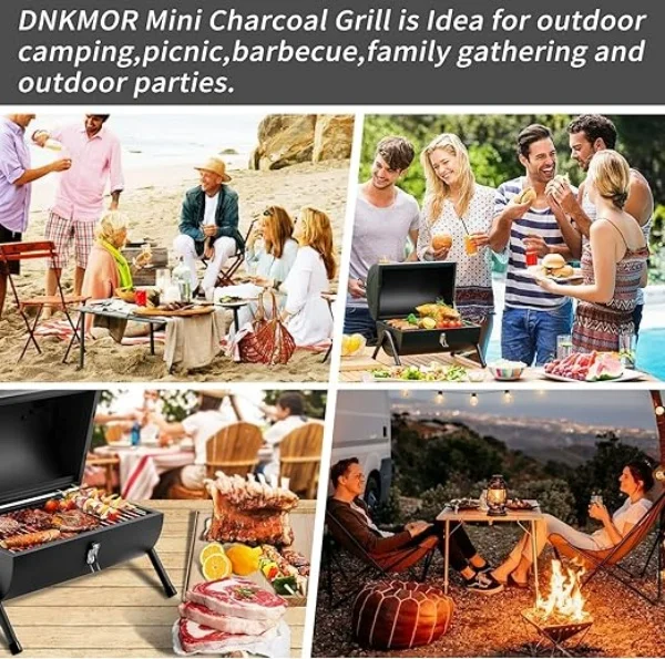 Practical Portable Charcoal Grill Tabletop Outdoor Barbecue Smoker, Small BBQ Grill for Outdoor Cooking