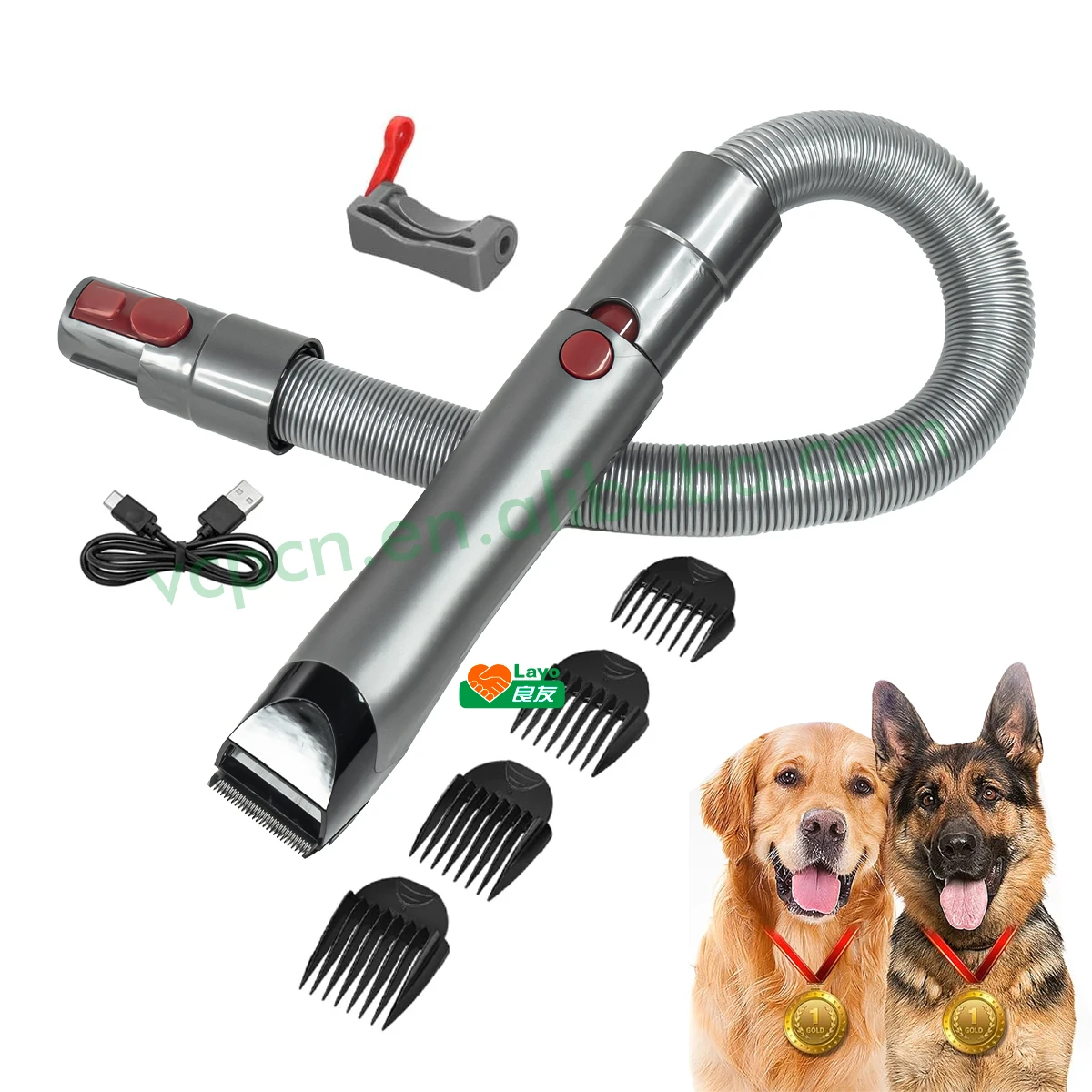 USB Removable Washable Cat Dog Pet Hair Clippers Trimmer Shaver Grooming Brush Head Kit for Dysons V7/8/10/11/15 Vacuum Cleaner