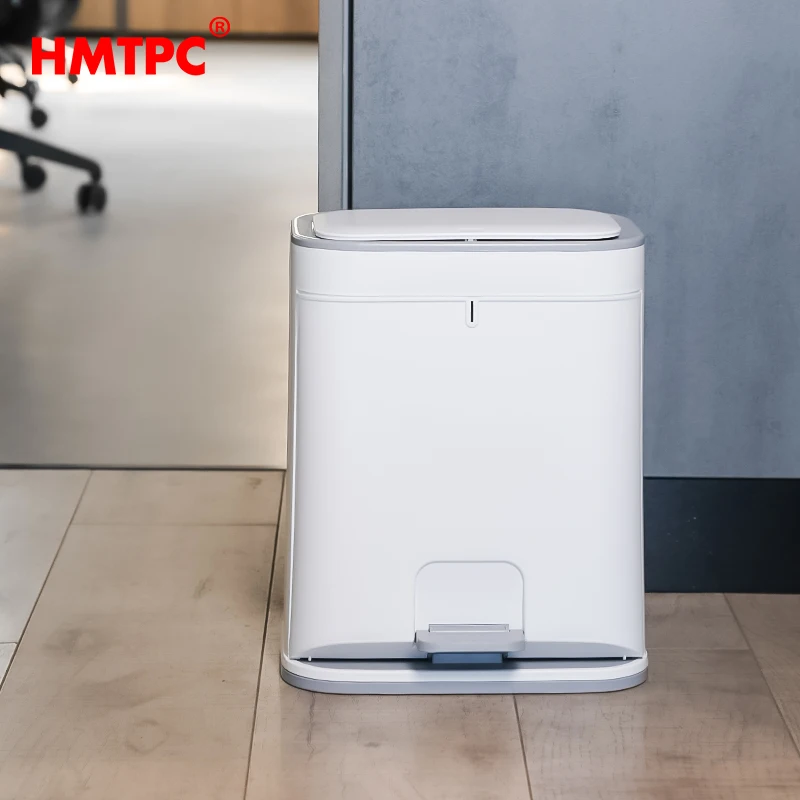 Press & Foot Function Dual-use Plastic Kitchen Waste Rubbish Bin Bedroom 12L Bathroom Dustbin Corner Trash Can With Folding Foot