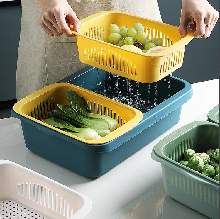Fashionable Household Kitchen Tools  Multi-function Sink Strainer Fruit Vegetable Washing Bowl