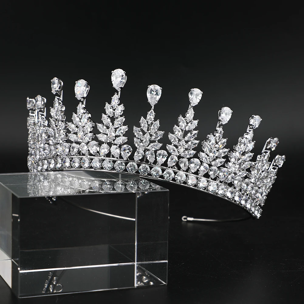 Platinum Plated Luxury Bridal Crown Wedding Hair Accessories in Hairbands Women Bride Tiara Miss Universe Head Crowns And Tiaras