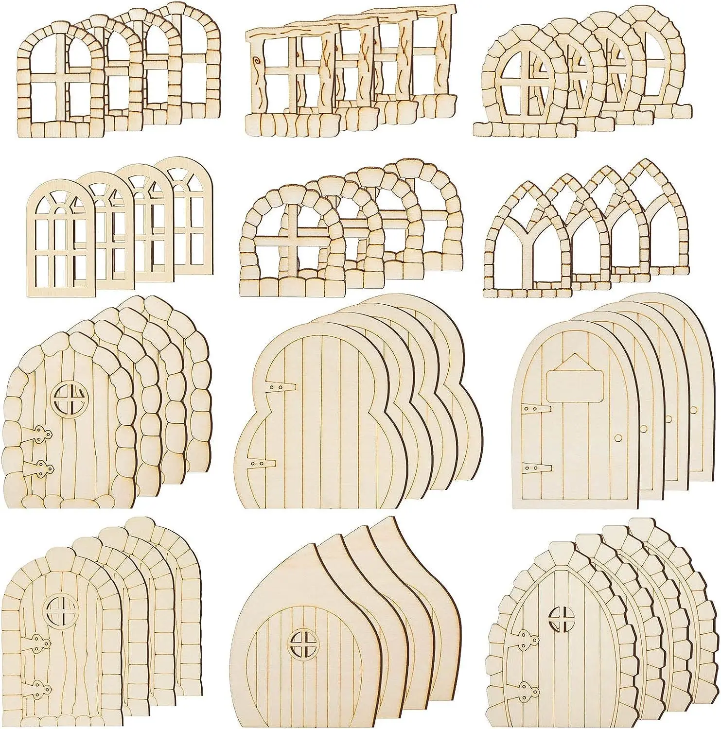 Fairy Door Wooden Garden Doors Craft Fairy House DIY Kit Unfinished Miniature Door for Home Party Decoration