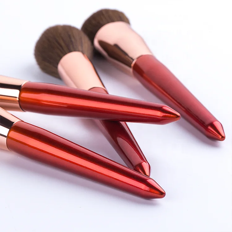 RTS Red 12pcs Portable Soft Synthetic Hair Hourglass Kids Makeup Brush Set Soap Marble New High Quality 2023 Mascara Travel Size