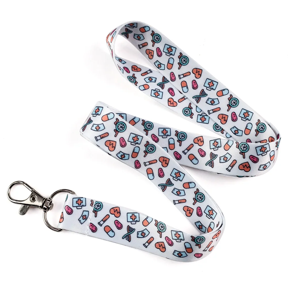 Design gift medical supplies badge reel silicone card holder custom retractable lanyard for nurse accessories