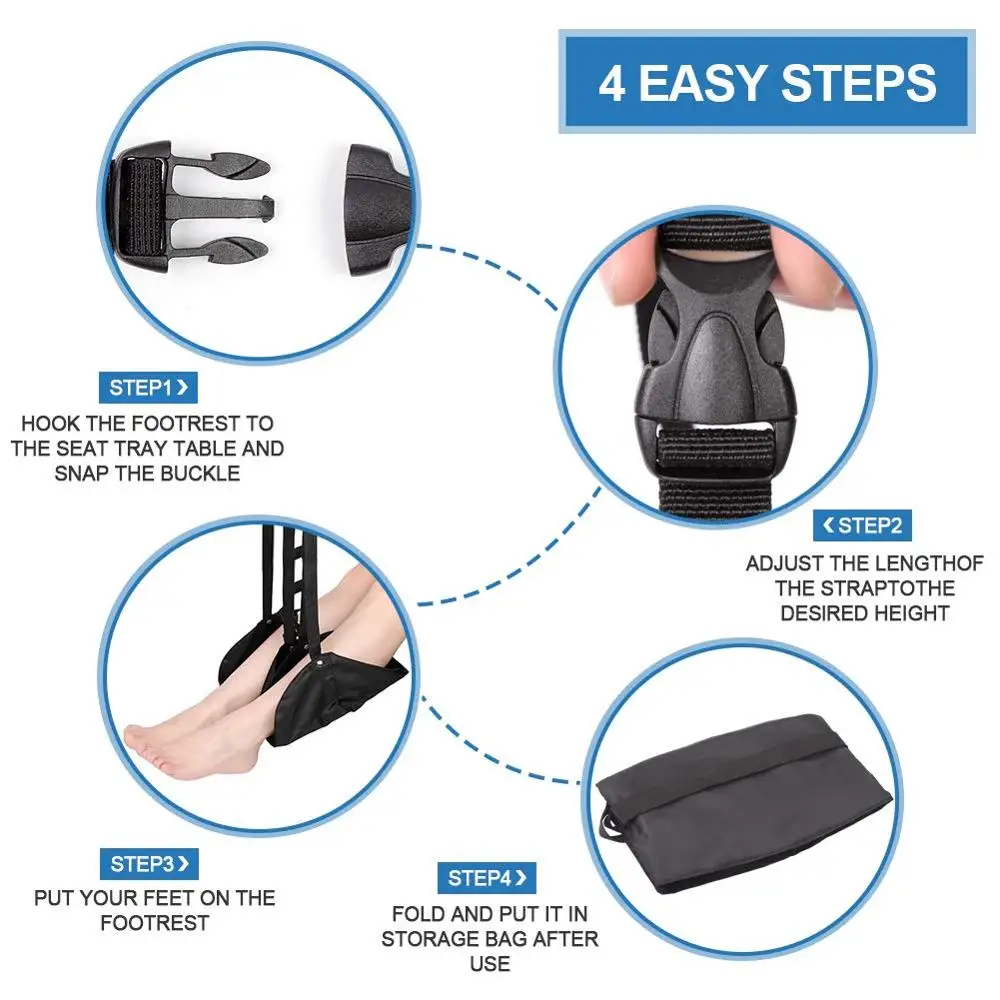 Airplane Footrest, Foot Hammock Adjustable Height Plane Foot Rest