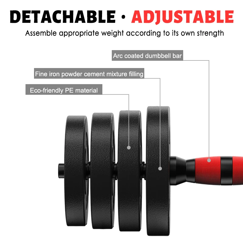 Custom Logo 10kg-50kg Adjustable Detachable Barbells Dumbbells Sets Bodybuilder Rack Hex PVC Neoprene Plastic 20kg-40kg Lifting