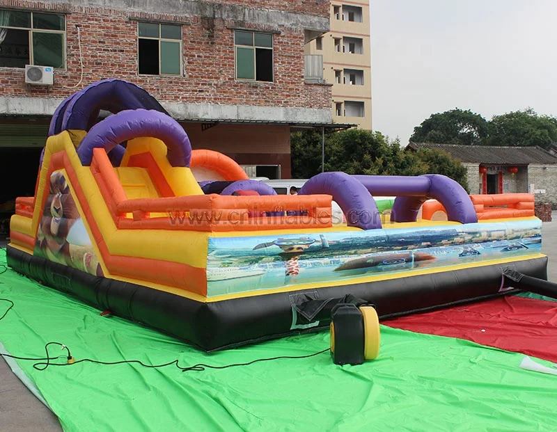 Orient Inflatables Amusement Park Madagascar theme Inflatable Obstacle challenge Course