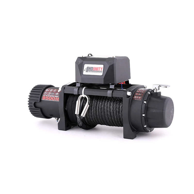 The New 12V 24V 9500L/5909KG IP67 Car 4x4 SUV Wired/Wireless Control Synthetic Rope Electric Winch
