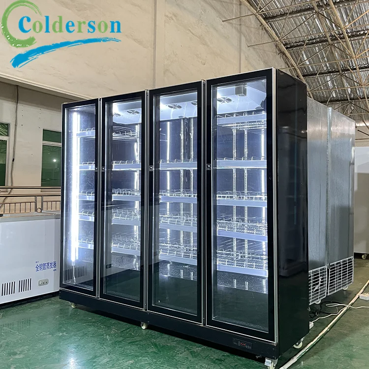 High Quality Fan Cooling Commercial Glass Upright Display bakery display shelves Refrigerator Fridge Showcase
