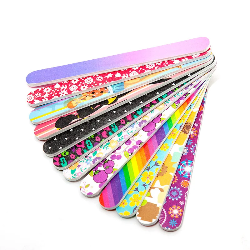 Custom Printed Half Moon Foam Colorful Nail Files Mini Nail Salon Use 80/80 Emery Board Private Label Nail File