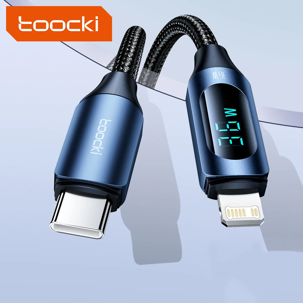 Оптовая продажа, индивидуальный логотип, PD 36 Вт, кабель Toocki с цифровым дисплеем, изготовленный из алюминиевого сплава, кабель типа c, быстрая зарядка для iphone