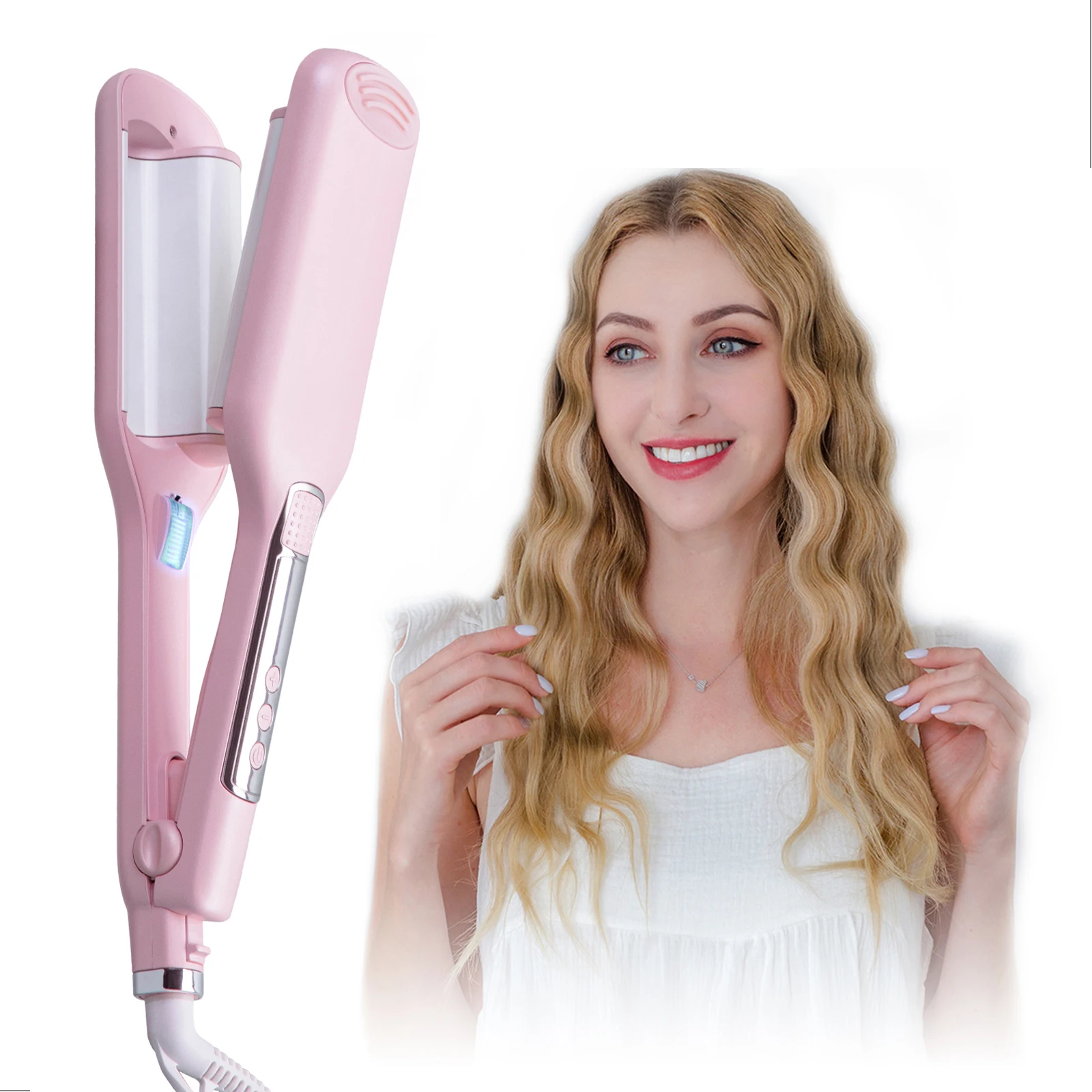 New Products 2023 105w Ptc Fast Heating Ceramic Panel Pink And White Auto Hair Curler Automatic Curling Iron For Long Hair Black