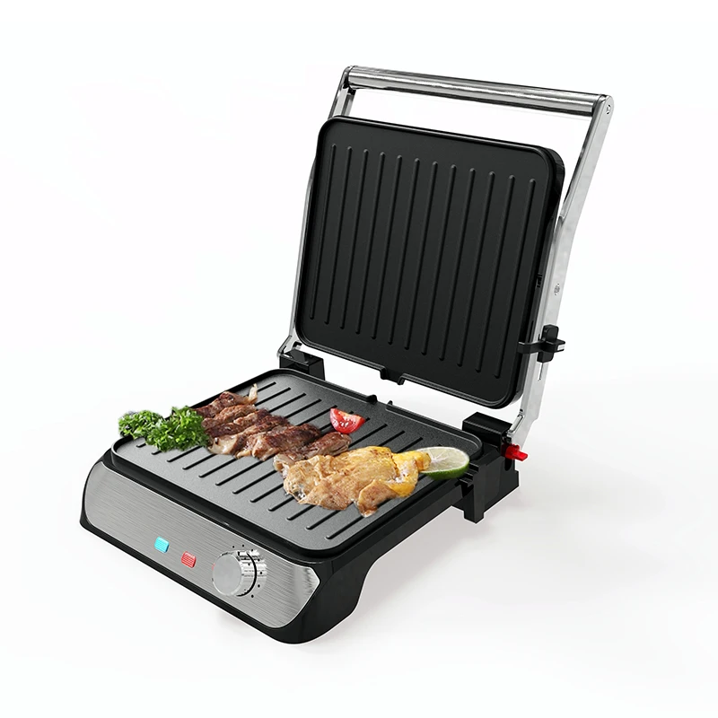 Professional service Fixed Plate Contact Grill Control Stainless Steel With lcd indicator  electric BBQ grill