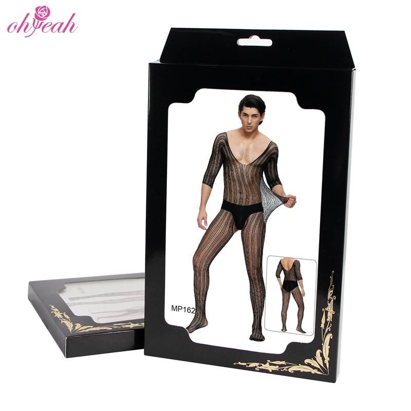 Hot sale lingerie for men stripe sexy nylon bodystocking men