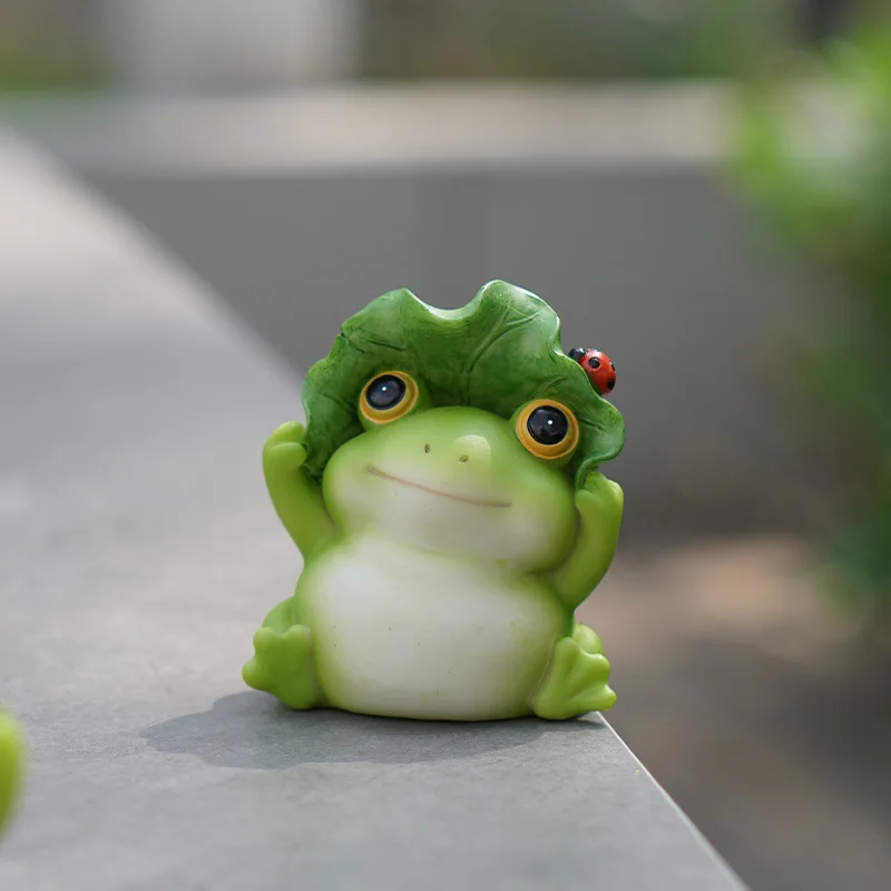 Z17981A Japanese style Cute frog ornament figurine healing emotional stability workstation desktop decompression car decor gift