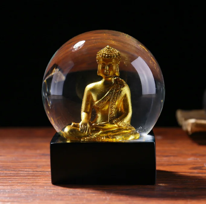 Hot selling New Chinese Zen Resin Buddha Ornaments Other Home Decor Resin Crafts Golden Lotus Buddha Statue Gifts For Friend