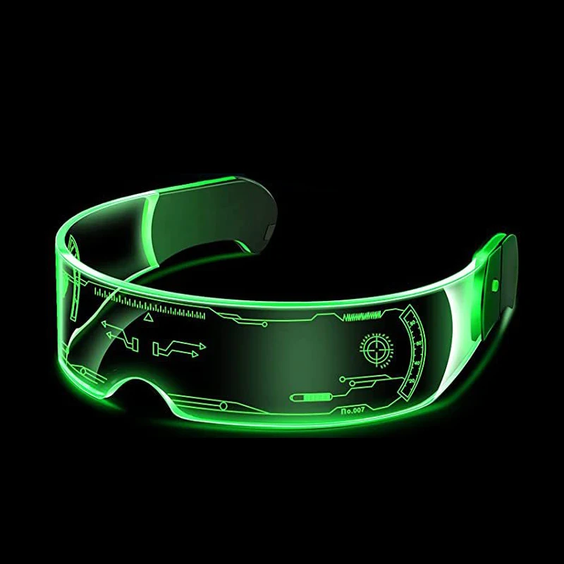 Hot Sale Custom Logo LED Party Glasses Futuristic Cyberpunk Flashing Glow Light Up Luminous Glasses Festival For Adult