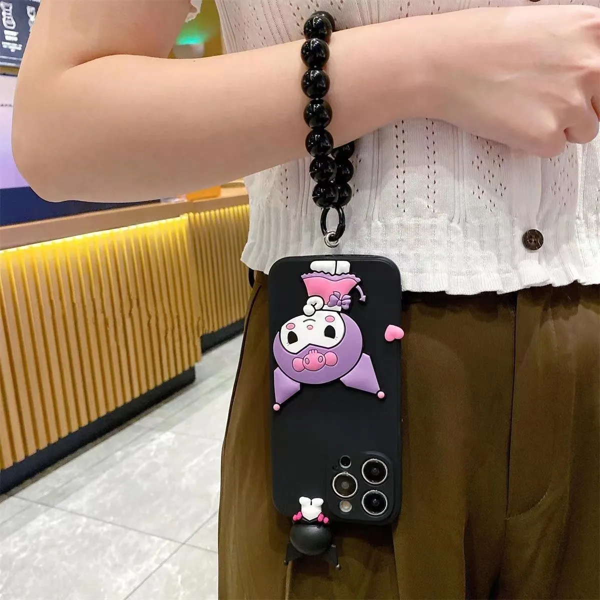 Linda In Stock Cartoon Purple Black Pattern  Mobile Phone Case Cute 3d Skin Soft Protective Cover For Iphone 6 7 8 Plus