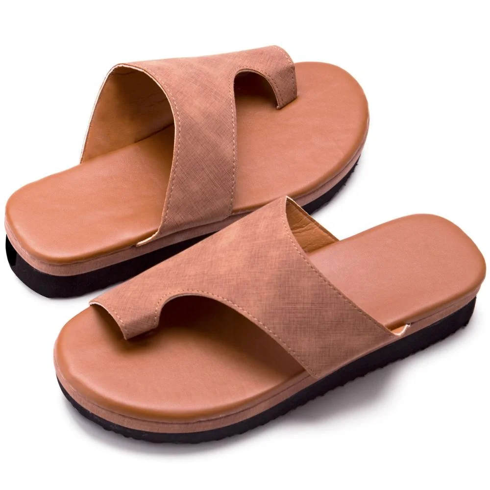 New arrivals ladies fashion sandals PU leather women shoes comfort platform big toe foot correction sandals