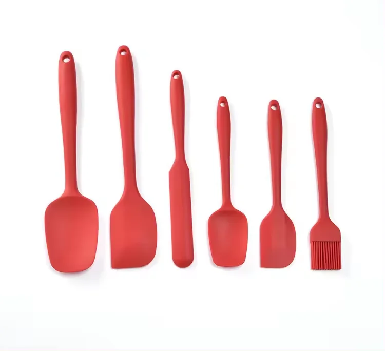 BPA free 6pcs silicone utensil set for baking Food Grade silicone Spatula Scraper brush set baking Cookware set