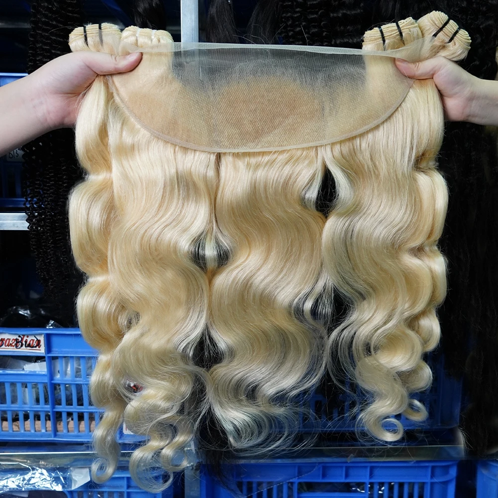 Cuticle Aligned Hair 613 Blonde Color 100% Raw Virgin Full Cuticle Thick Ends Human Hair Extension Straight Brazilian Hair Weft