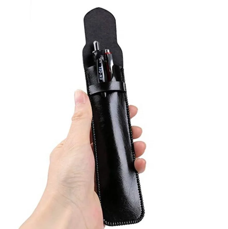 Genuine Leather Stylus Pen Sleeve Single Pen Holder Case Leather Pencil Sleeve Pocket Pouch Cover with Flap Close Case for Watch