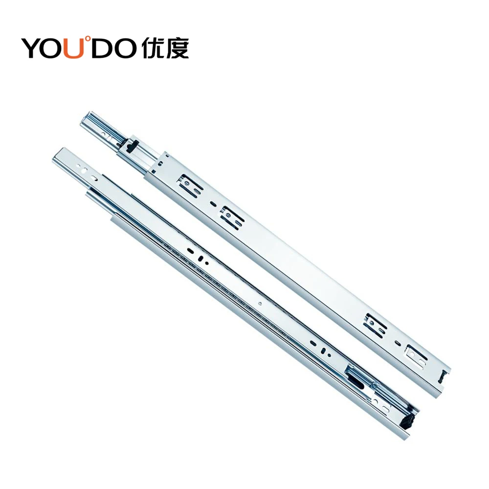 YOUDO 35mm Telescopic Channel Ball Bearing Drawer Slides for Kitchen 3-Fold Modern Style for Furniture Tables Dining Bedroom Use