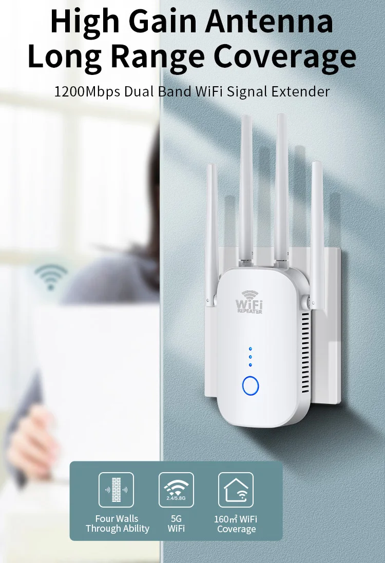 AIWO Wlan Repeater Network Signal Booster Wifi Extender Outdoor Long Range Dual Band Router Wifi