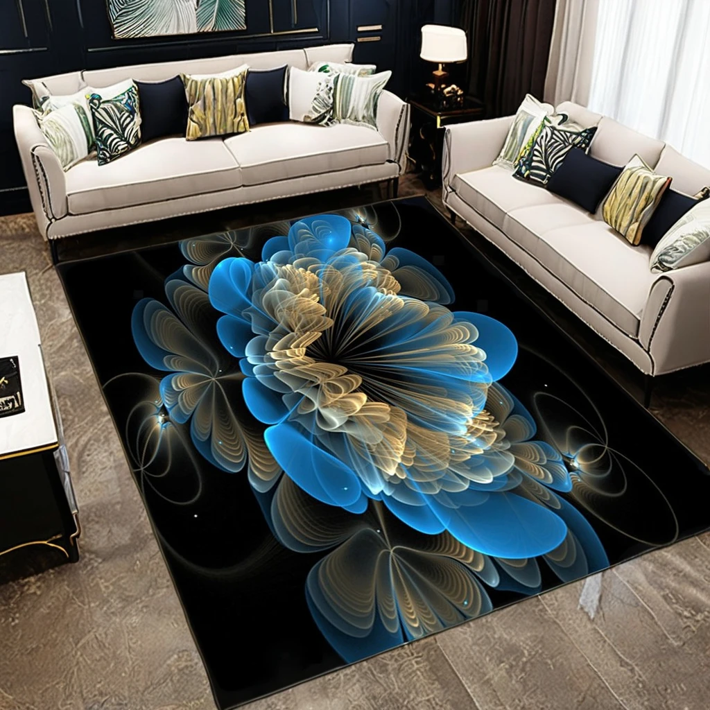Factory Sale Modern Luxury 3D Floral Large Area Rug Non-Slip Velvet Mat Low-Profile Soft Living Room Carpet For Floor