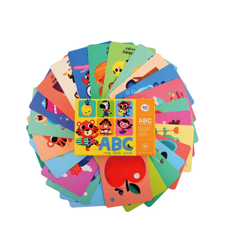 Children study educational cards aged 0-4 years old pre-school education tools alphabet letter card bilingual cards kit OEM logo