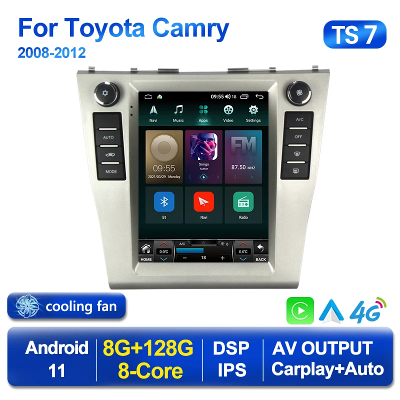 MEKEDE For Toyota Camry 2008 2009 2010 2011 2012 Tesla vertical screen Multimedia Stereo Car Radio DVD Player Navigation GPS BT
