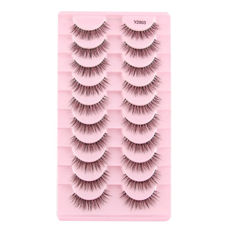 Factory Wholesale New Transparent Stem 10 Pairs Of Natural Handmade Makeup False Eyelashes