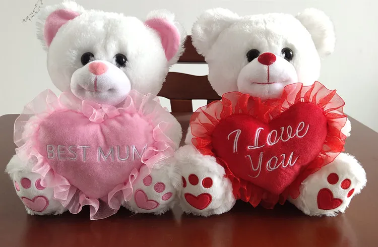 best selling selling 25cm Valentines Stuffed Animals White Teddy Bear Animal cute white custom toys I Love You inscribed on it