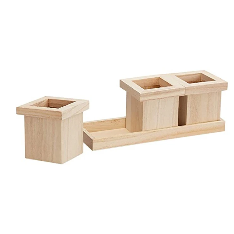 
Unfinished rustic 3piece set contracted handmade natual safe wooden box planter 