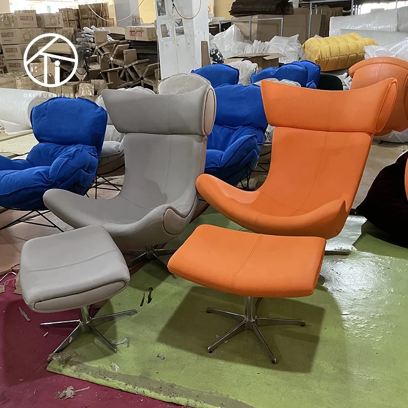 Modern High Wingback Upholstery Fabric leather Wingback swivel Chair For Living Room egg chair sofa with footrest ottoman