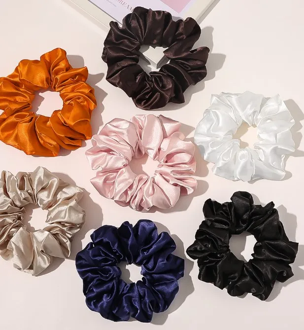 2023 Wholesale hair ties Summer Elastic hairbands fashion organza hair scrunchies extra large silk scrunchies