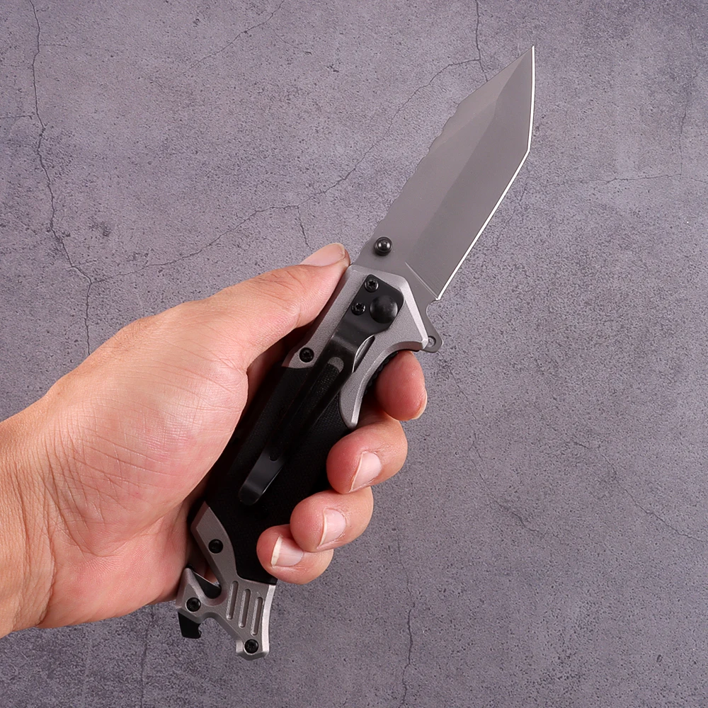 
Multi functional Folding Knife Outdoor Camping Survival Tool Knives with Magnesium Bar Whistle Rope Cutter Bottle Opener 