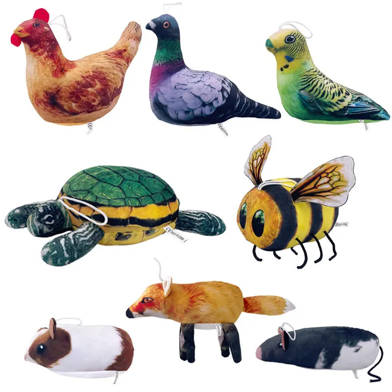 Simulation Animal Series Stuffed Plush Toys Weighted Bird Pigeon Chicken Hamster Bee Turtle Bear More Durable PP Cotton OPP