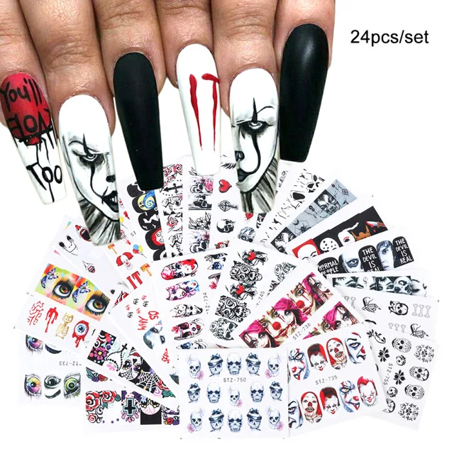 Fast Delivery Manicure Polish Decals Decoration Halloween Glowing Nails Art Stickers Holiday Nails Art Sticker for Funny (1600329974344)