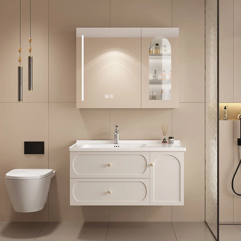 Factory Price Direct Sale Hotel Bathroom Sink Cabinets Wall Mounted Multi-layer Eucalyptus Furniture Bathroom Vanity Cabinets