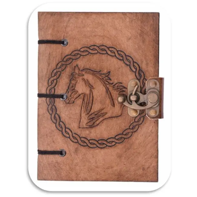 Рельефная лошадь из переработанной хлопчатобумажной бумаги ручной работы, дневник из натуральной кожи с замком
