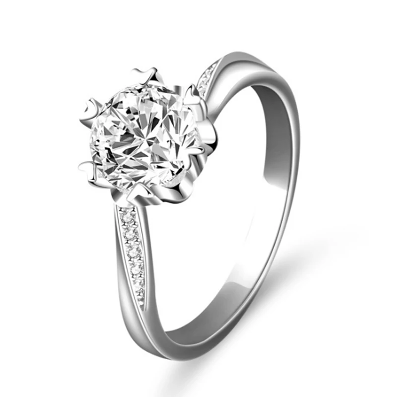 Megan Wholesale Price classic six prongs 1 Carat Moissanite 925 Sterling Silver moissanite rings wedding engagement love gift