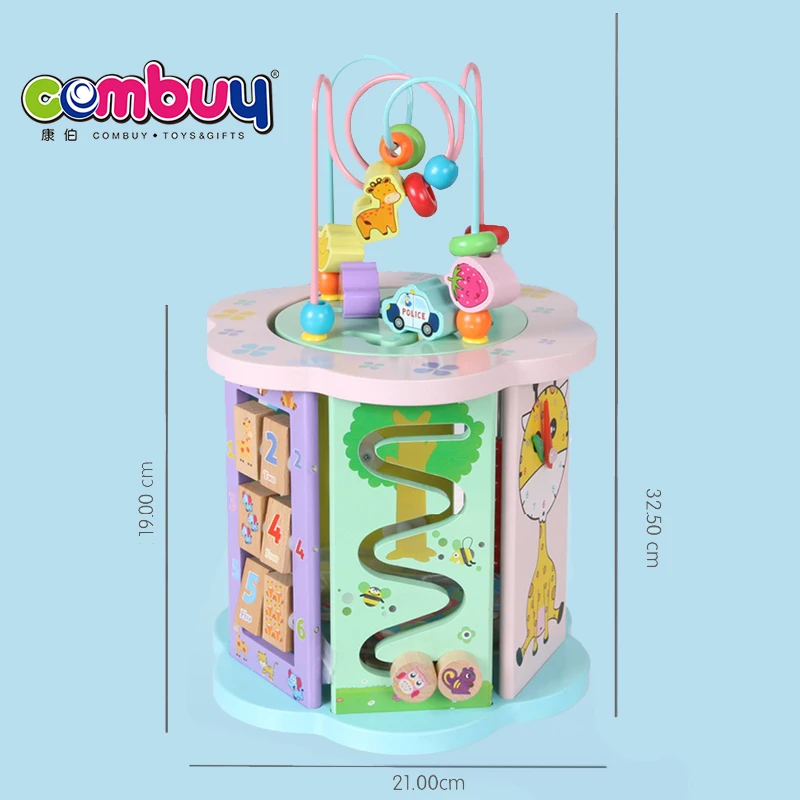 Multifunctional blocks education wooden bead maze cube baby
